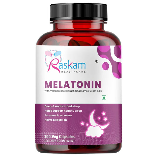 Raskam Melatonin 5mg- 100 capsules- Promotes Sleep and Relaxation