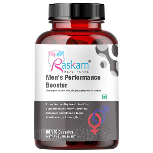 Raskam Men's Performance Booster 60 - Capsules - Improve Muscle Strength & Performance, Boost Energy for Men