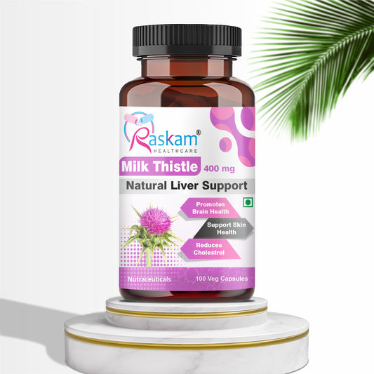 Raskam Milk Thistle-100 Veg capsules Milk Thistle Extract for Complete Liver Support, Alcohol Detox & Protection Against Fatty Liver