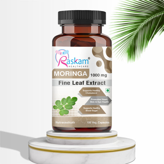 Raskam Moringa 100 Capsules- Helps Lower Blood Sugar & Cholesterol Levels,  Boost Metabolism and Digestion