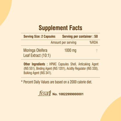 Raskam Moringa 100 Capsules- Helps Lower Blood Sugar & Cholesterol Levels,  Boost Metabolism and Digestion