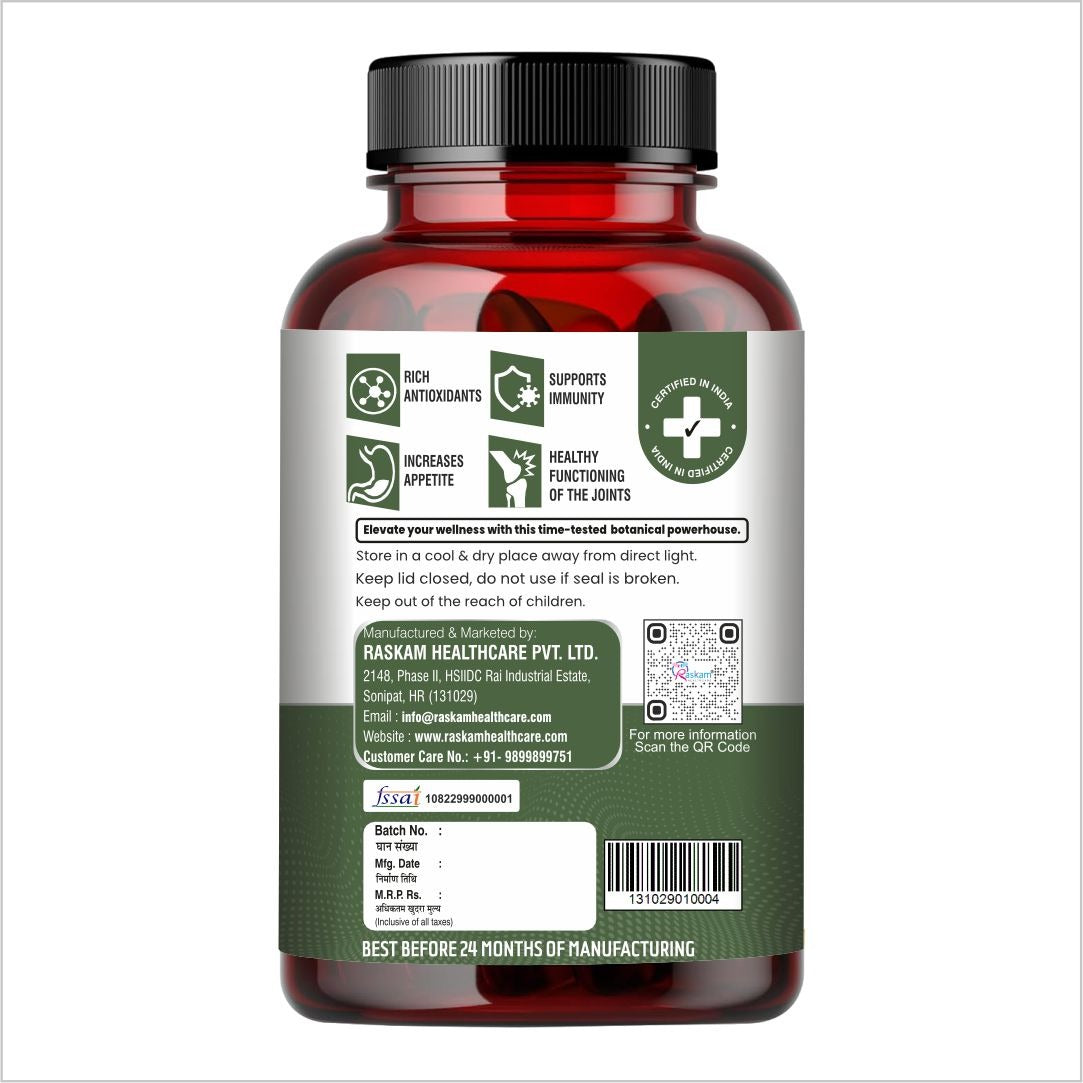 Raskam Moringa 100 Capsules- Helps Lower Blood Sugar & Cholesterol Levels,  Boost Metabolism and Digestion