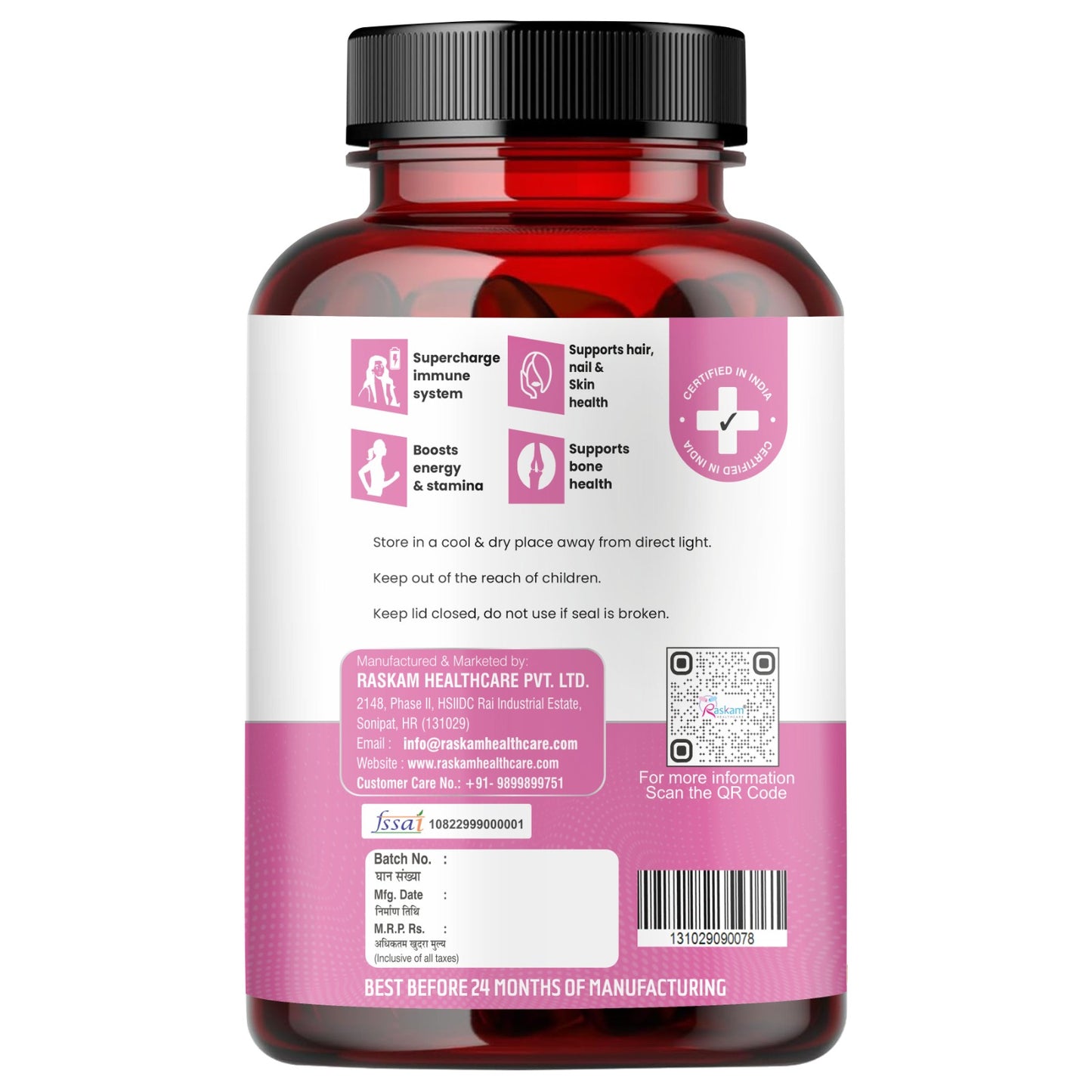 Raskam Multi Women - 100 Tablets-No.1 Multivitamin for Women with Biotin, Vitamin C & 29 vital Nutrients for Overall Health, Radiance, Strong Bones & Immunity