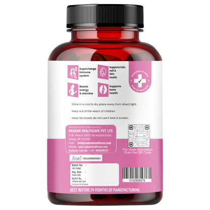 Raskam Multi Women - 100 Tablets-No.1 Multivitamin for Women with Biotin, Vitamin C & 29 vital Nutrients for Overall Health, Radiance, Strong Bones & Immunity