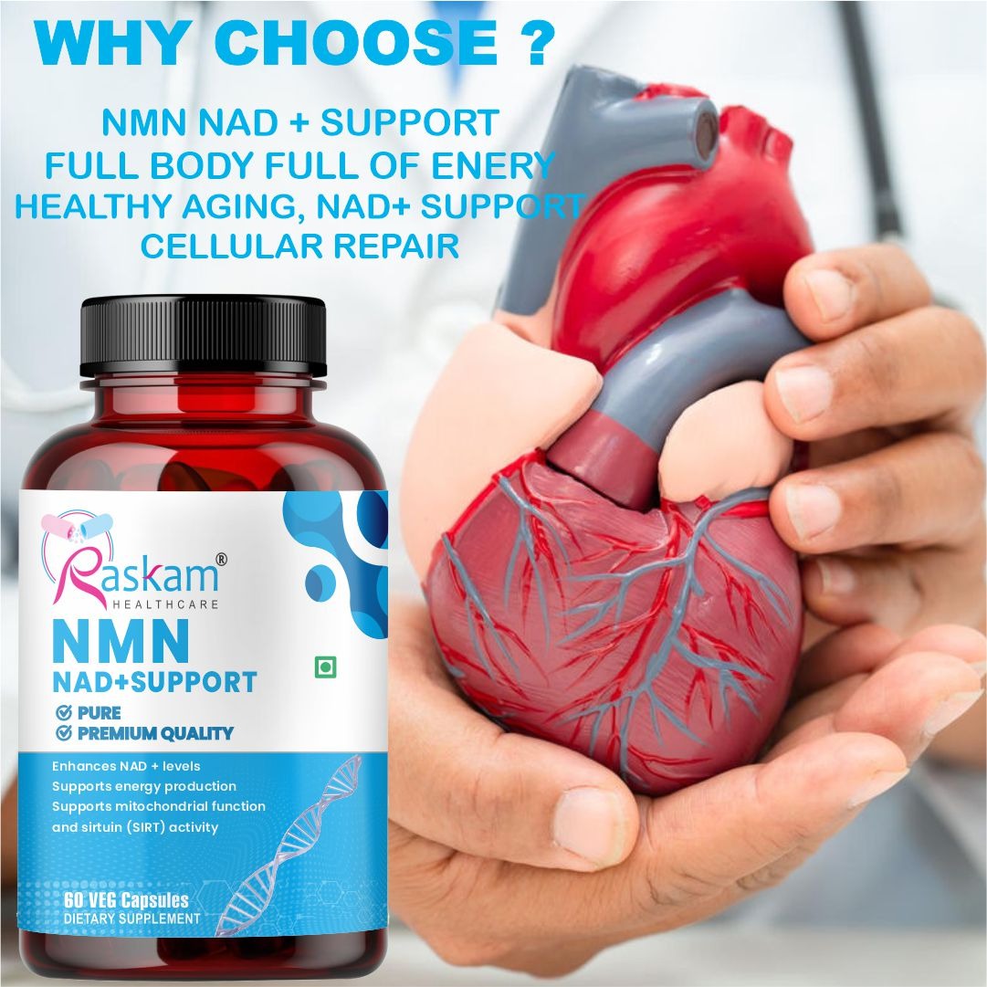 Raskam NMN 500mg capsules | Ultra-Pure 99% NMN for Longevity & Anti-Aging | NAD+ Boost, Cellular Energy & DNA Repair Support