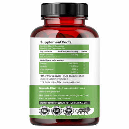 Raskam Noni Extract 700mg-100 Veg Capsules-Good For Body Detoxifier, Immunity Booster, Joint Pain Relief , Restful Sleep
