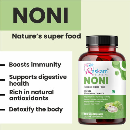 Raskam Noni Extract 700mg-100 Veg Capsules-Good For Body Detoxifier, Immunity Booster, Joint Pain Relief , Restful Sleep