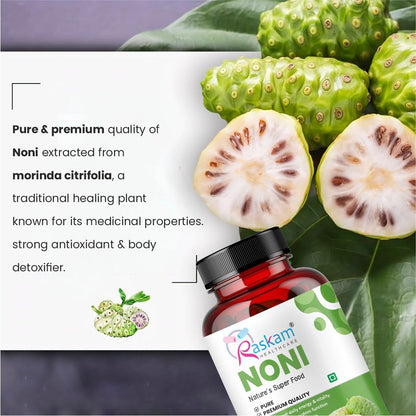Raskam Noni Extract 700mg-100 Veg Capsules-Good For Body Detoxifier, Immunity Booster, Joint Pain Relief , Restful Sleep