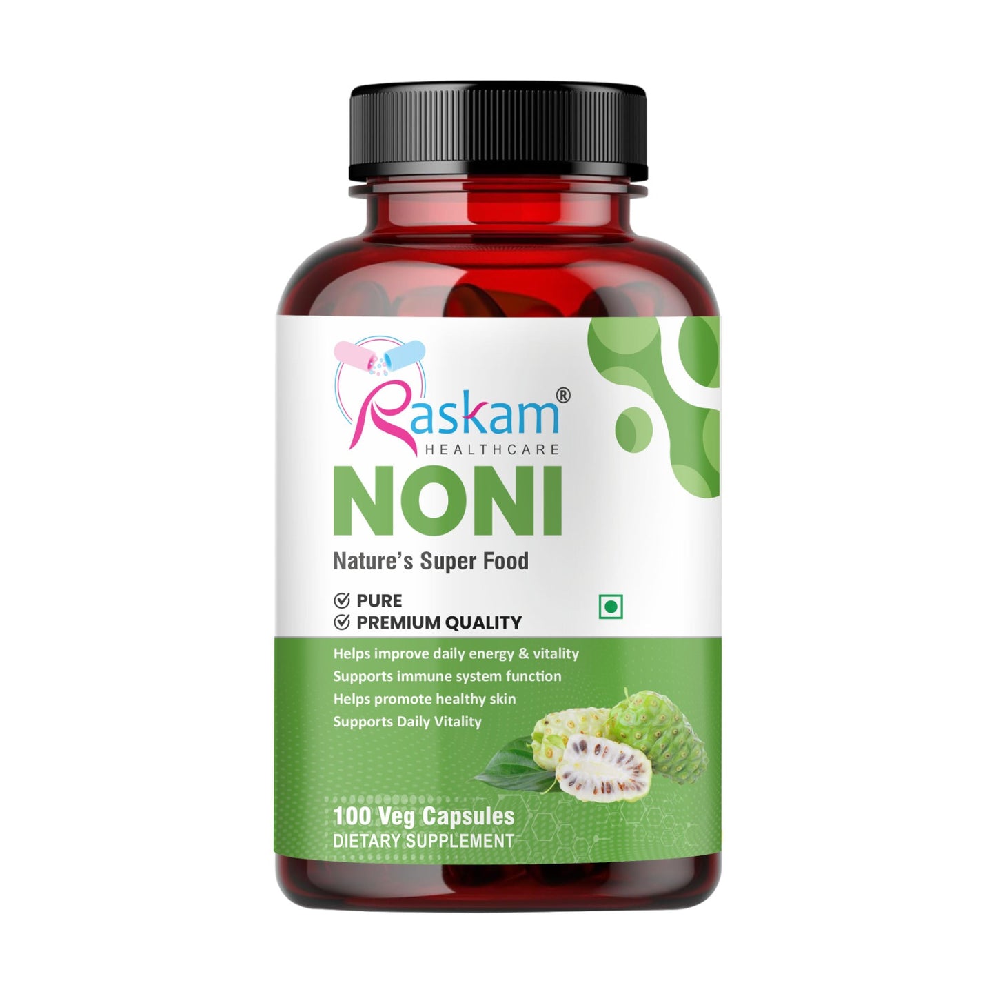 Raskam Noni Extract 700mg-100 Veg Capsules-Good For Body Detoxifier, Immunity Booster, Joint Pain Relief , Restful Sleep