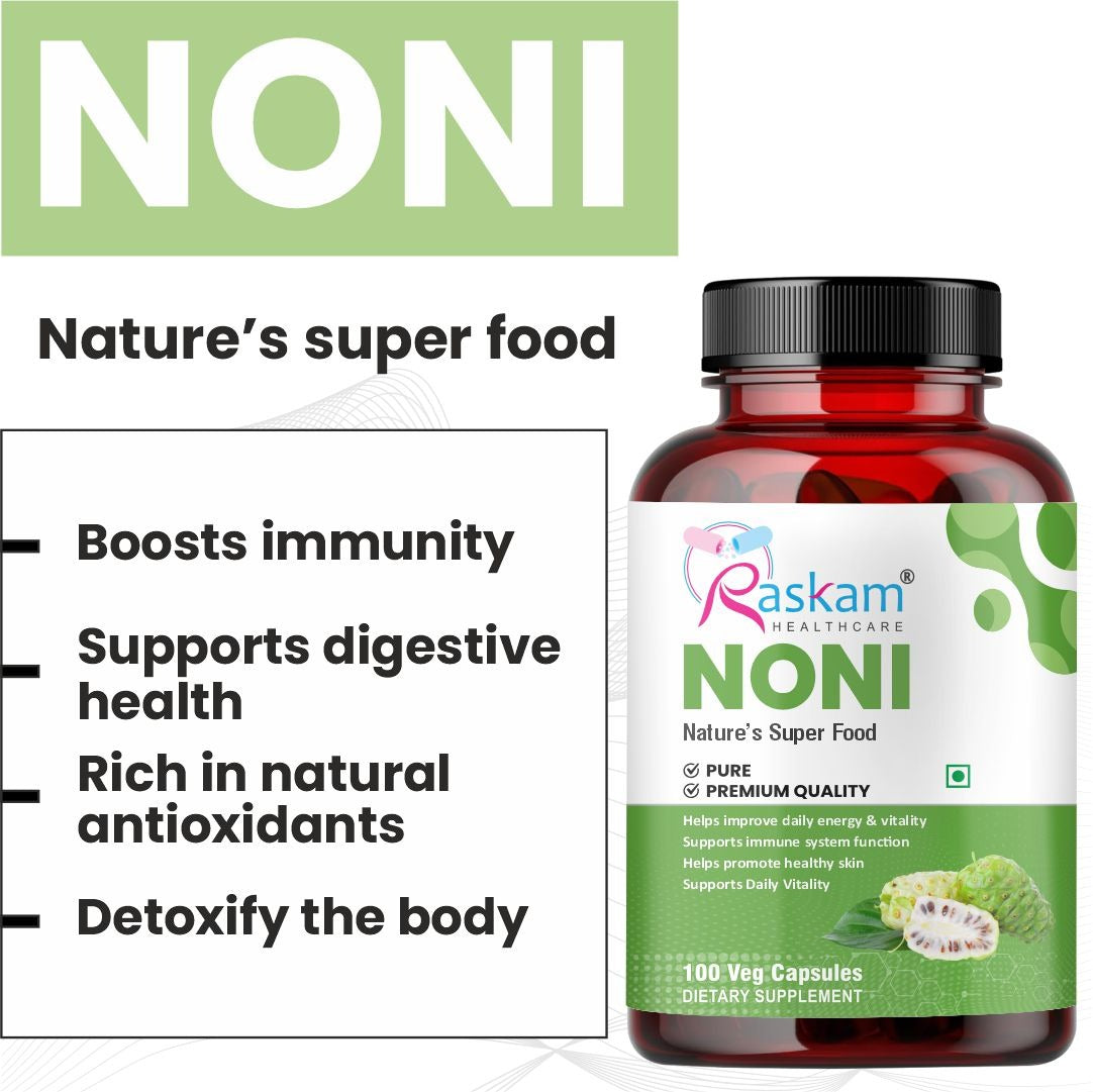 Raskam Noni Extract 700mg-100 Veg Capsules-Good For Body Detoxifier, Immunity Booster, Joint Pain Relief , Restful Sleep