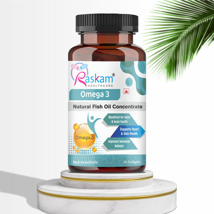 Raskam Omega 3 - 90 Softgels- For Men And Women,Omega3  2-3 Serving , for Brain, Heart, Eyes, and Joints Health