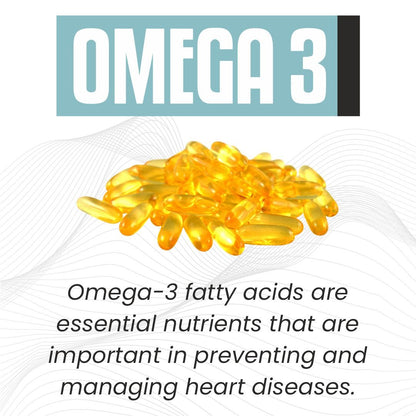 Raskam Omega 3 - 90 Softgels- For Men And Women,Omega3  2-3 Serving , for Brain, Heart, Eyes, and Joints Health