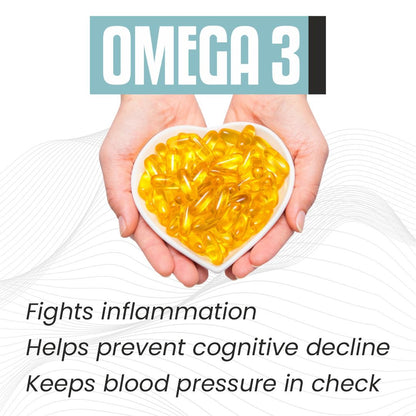 Raskam Omega 3 - 90 Softgels- For Men And Women,Omega3  2-3 Serving , for Brain, Heart, Eyes, and Joints Health