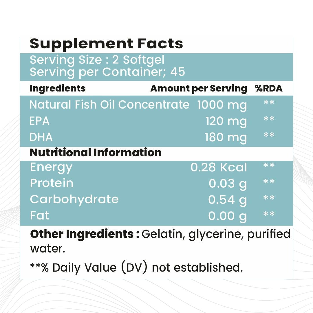 Raskam Omega 3 - 90 Softgels- For Men And Women,Omega3  2-3 Serving , for Brain, Heart, Eyes, and Joints Health