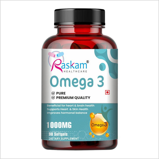 Raskam Omega 3 - 90 Softgels- For Men And Women,Omega3  2-3 Serving , for Brain, Heart, Eyes, and Joints Health
