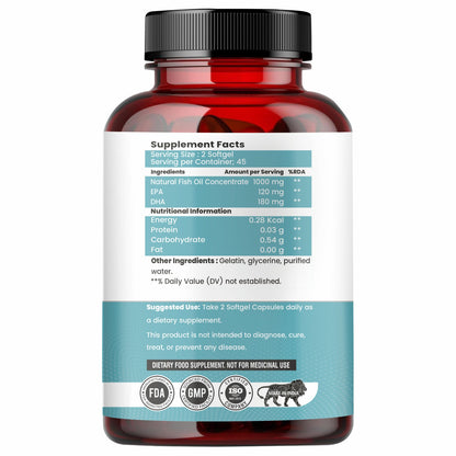 Raskam Omega 3 - 90 Softgels- For Men And Women,Omega3  2-3 Serving , for Brain, Heart, Eyes, and Joints Health