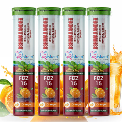 Raskam Ashwagandha Effervescent Tablets | Helps Relieve Stress & Anxiety, Mood Lifter, Immunity Booster - Elevate Your Wellness