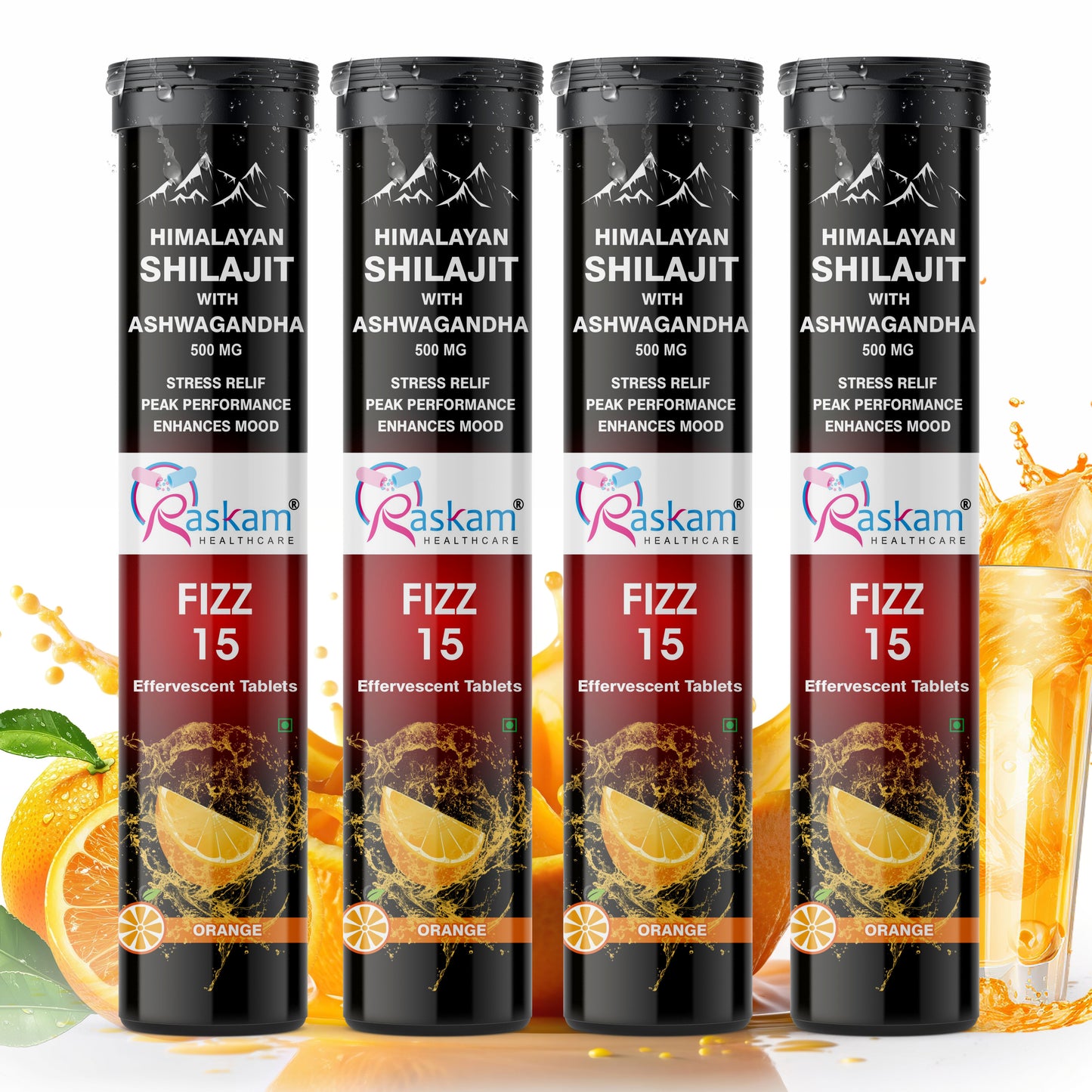 Raskam Himalayan Shilajit With Ashwagandha Effervescent Tablets for Strength, Performance & Muscle recovery | Ayush Approved