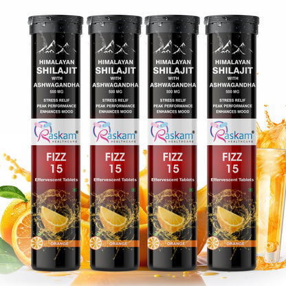 Raskam Himalayan Shilajit With Ashwagandha Effervescent Tablets for Strength, Performance & Muscle recovery | Ayush Approved
