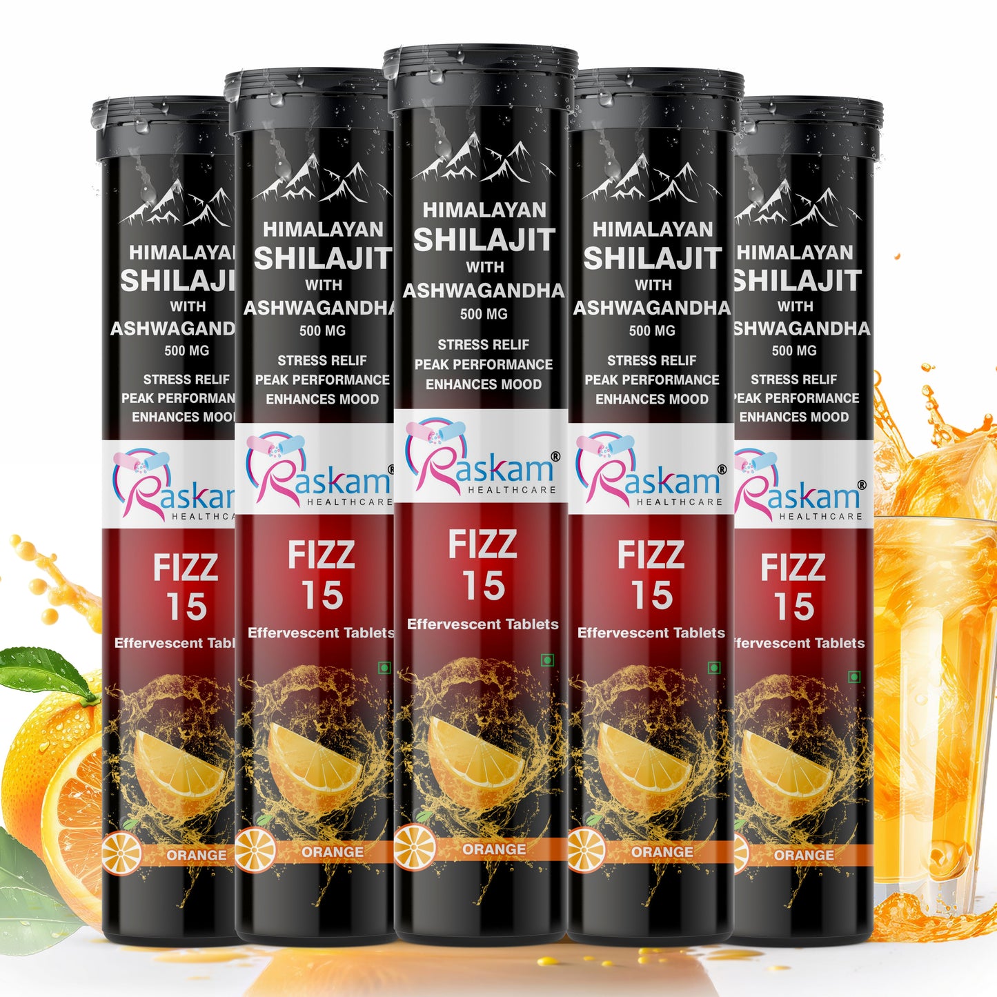 Raskam Himalayan Shilajit With Ashwagandha Effervescent Tablets for Strength, Performance & Muscle recovery | Ayush Approved