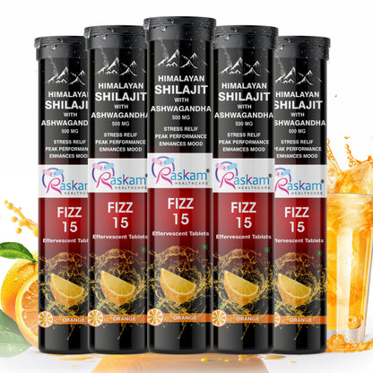 Raskam Himalayan Shilajit With Ashwagandha Effervescent Tablets for Strength, Performance & Muscle recovery | Ayush Approved