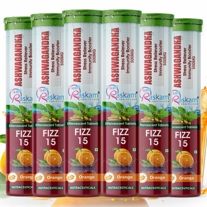 Raskam Ashwagandha Effervescent Tablets | Helps Relieve Stress & Anxiety, Mood Lifter, Immunity Booster - Elevate Your Wellness