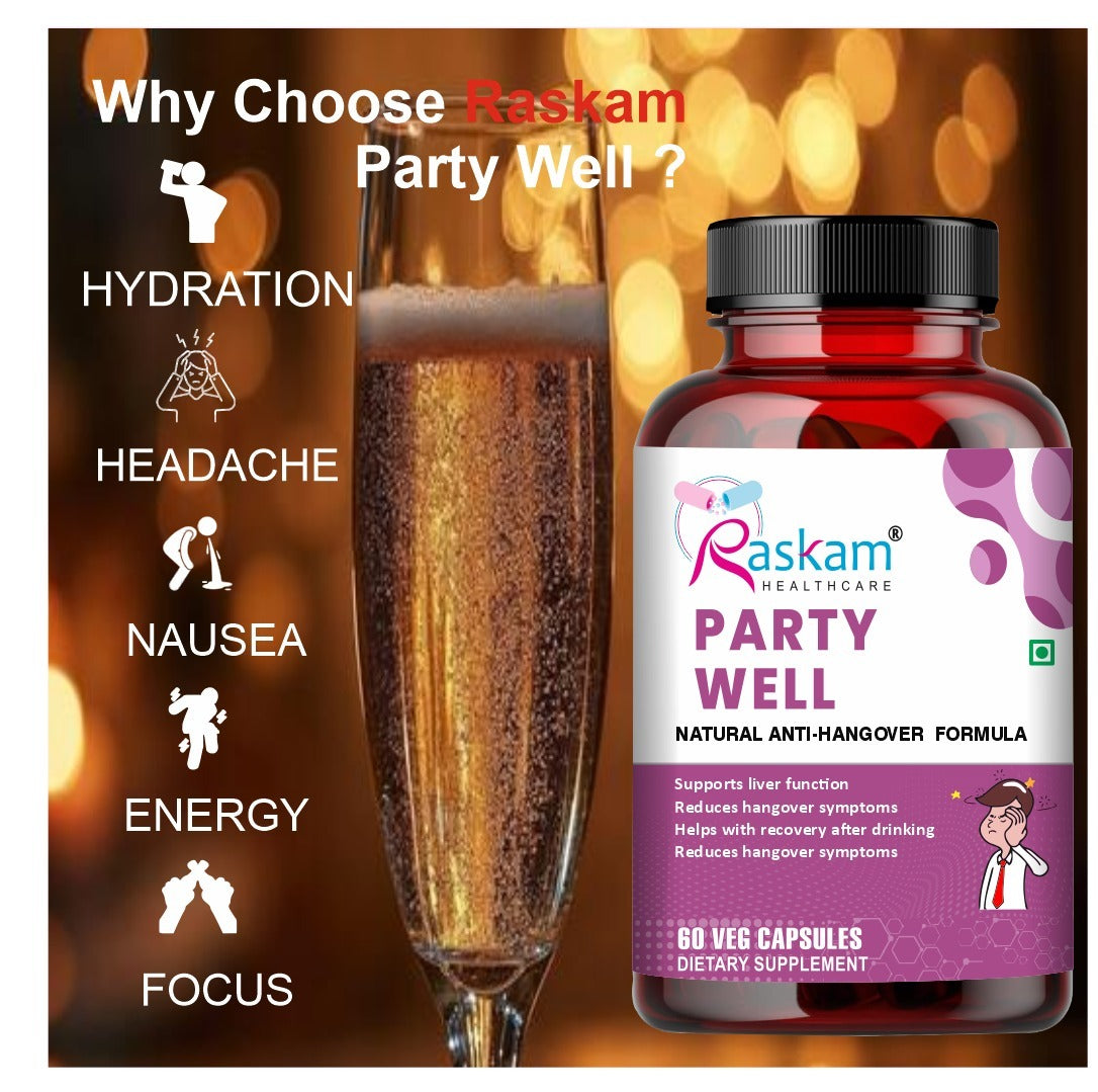 Raskam Party Well 60 Capsules- Anti Hangover Formula