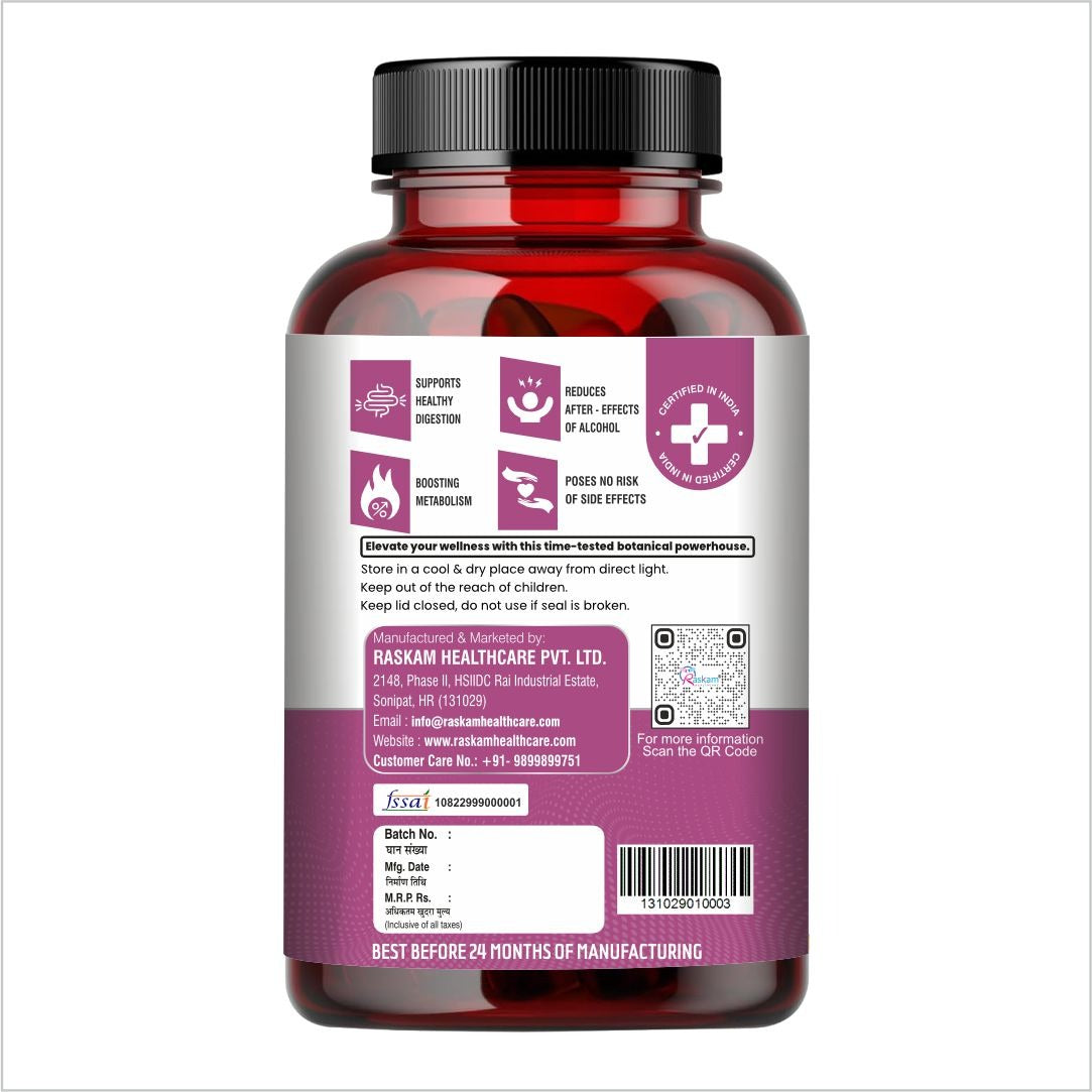 Raskam Party Well 60 Capsules- Anti Hangover Formula