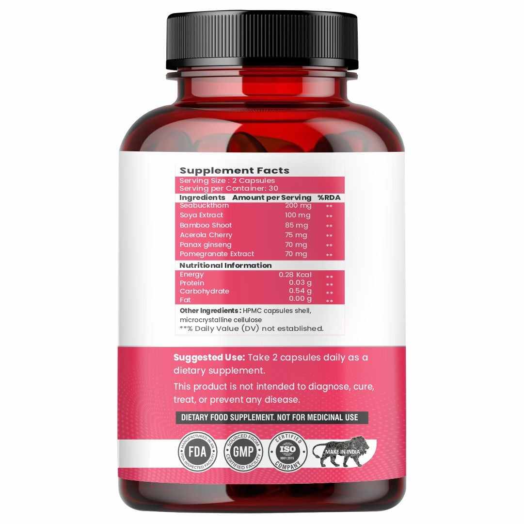 Raskam Plant Blased Collagen-60 capsules Supports Natural Collagen Formation & Skin Regeneration