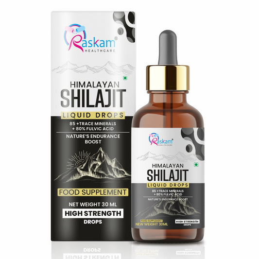 Raskam Pure Himalayan Shilajit liquid Drops - 30ml | Rich in Fulvic acid | Natural extract from Himalayas | 100% Pure Shilajit | Boosts Stamina And Energy | Boosts Stamina And Energy