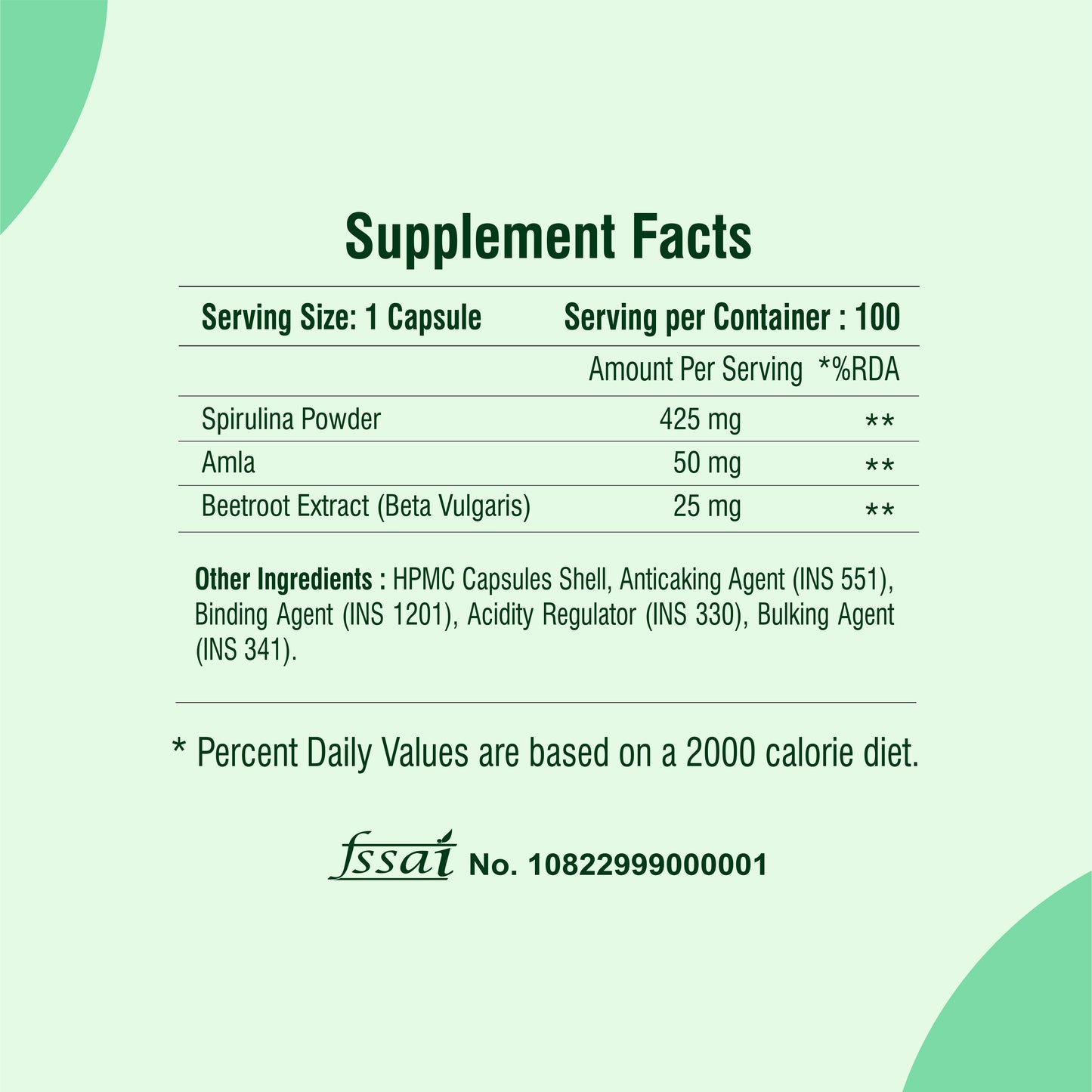 Raskam Spirulina-Super foods 60 capsules - Supports Weight Management & Boosts Immunity | For both Men & Women
