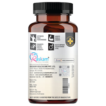 Raskam Testocharge - 100 Capsules Supports Strength & Stamina, For Men