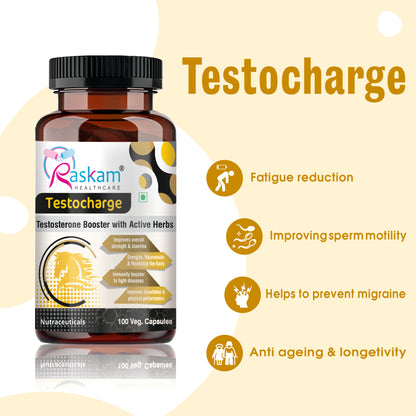 Raskam Testocharge - 100 Capsules Supports Strength & Stamina, For Men