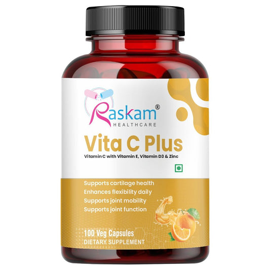 Raskam Vita C Plus - 100 Capsules - Antioxidant & Immune Support - Overall Health - Skin Anti-Ageing -Supports Healthy Skin & Joints