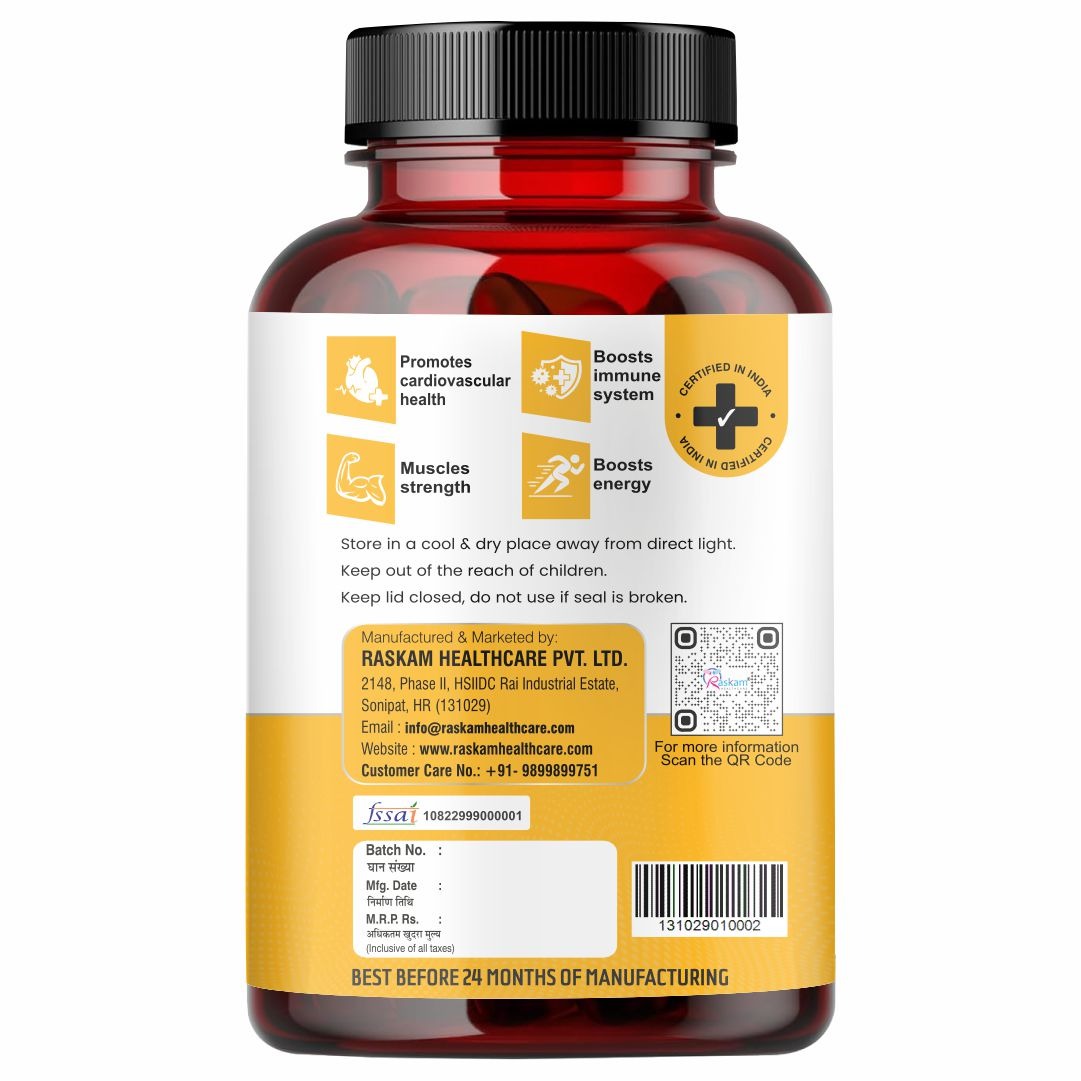 Raskam Vitamin D3 with K2- 100 capsules- Supports Stronger Immunity & Bone & Heart Health | Healthy Heart For Men And Women