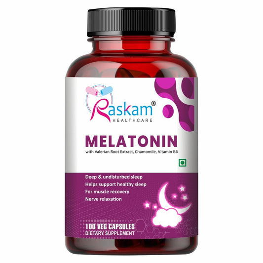 Raskam Melatonin 5mg- 100 capsules- Promotes Sleep and Relaxation