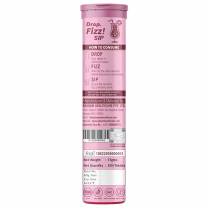 Raskam Glutashine Up 11 In 1 |Japanese L-Glutathione With Collagen | Aloe vera| Biotin | Vitamin-C | Hyaluronic Acid For Skin Glow & Hydration | 15 Fizz Tablets | In Strawberry Lemonade Flavor