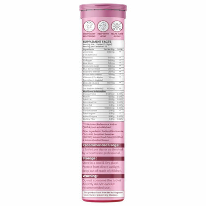 Raskam Glutashine Up 11 In 1 |Japanese L-Glutathione With Collagen | Aloe vera| Biotin | Vitamin-C | Hyaluronic Acid For Skin Glow & Hydration | 15 Fizz Tablets | In Strawberry Lemonade Flavor