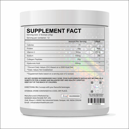 Raskam Advanced Collagen Peptides Powder for Men & Women | Collagen Powder with Biotin, Vitamins C & E for Hair, Nails, Skin Radiance & Anti-Aging Flav- Orange  (265gm ,100gm)