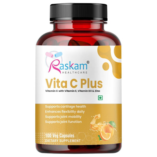 Raskam Vita C Plus - 100 Capsules - Antioxidant & Immune Support - Overall Health - Skin Anti-Ageing -Supports Healthy Skin & Joints