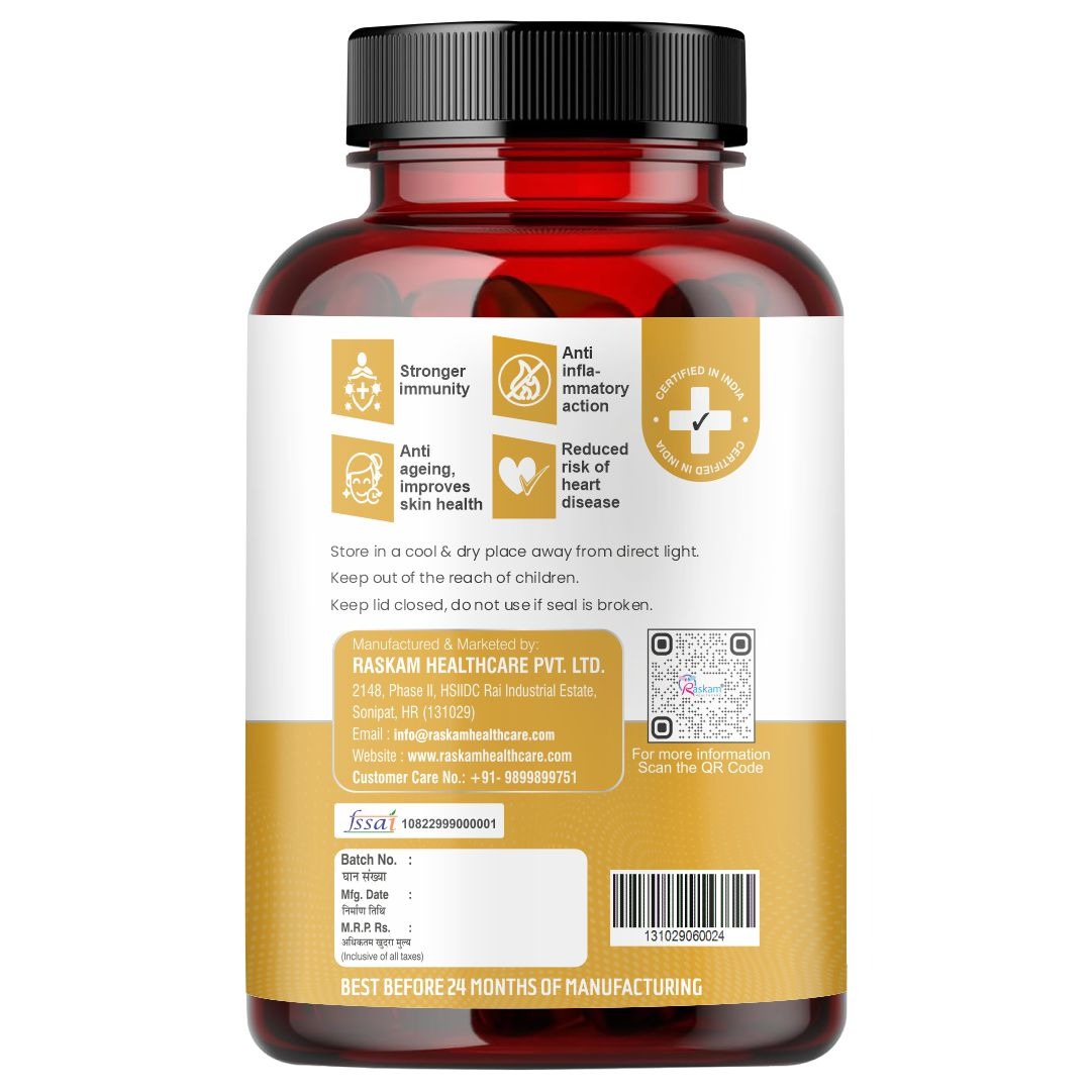 Raskam Vita C Plus - 100 Capsules - Antioxidant & Immune Support - Overall Health - Skin Anti-Ageing -Supports Healthy Skin & Joints