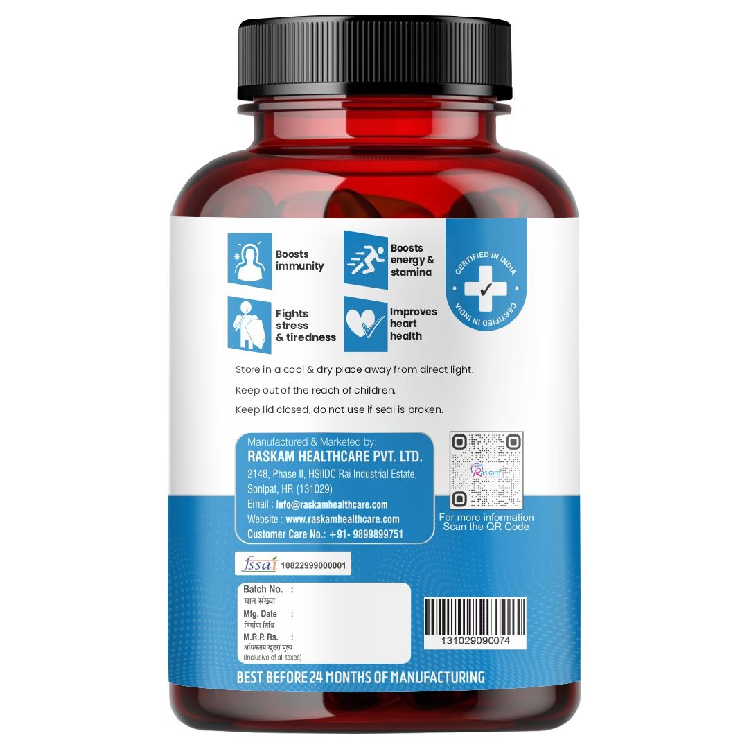 Raskam Multi Men - 100 Tablets-No.1 Multivitamin for Men with Panax Ginseng, Gingko Biloba & 29 vital Nutrients for Overall Health, Vitality , Strong Bones & Immunity