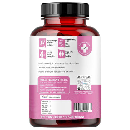 Raskam Multi Women - 100 Tablets-No.1 Multivitamin for Women with Biotin, Vitamin C & 29 vital Nutrients for Overall Health, Radiance, Strong Bones & Immunity