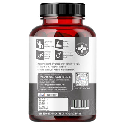 Raskam Testocharge - 100 Capsules Supports Strength & Stamina, For Men