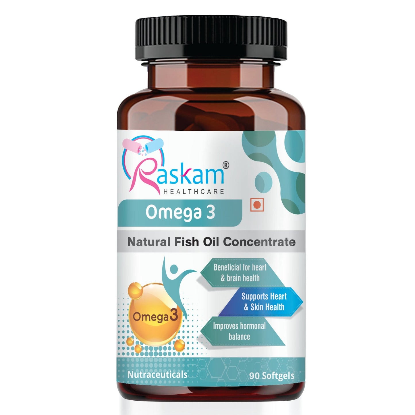 Raskam Omega 3 - 90 Softgels- For Men And Women,Omega3  2-3 Serving , for Brain, Heart, Eyes, and Joints Health