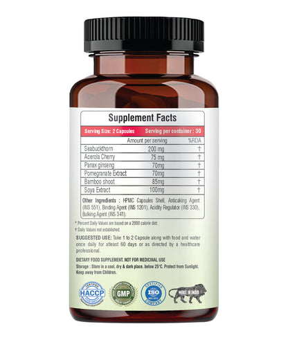 Raskam Plant Blased Collagen-60 capsules Supports Natural Collagen Formation & Skin Regeneration