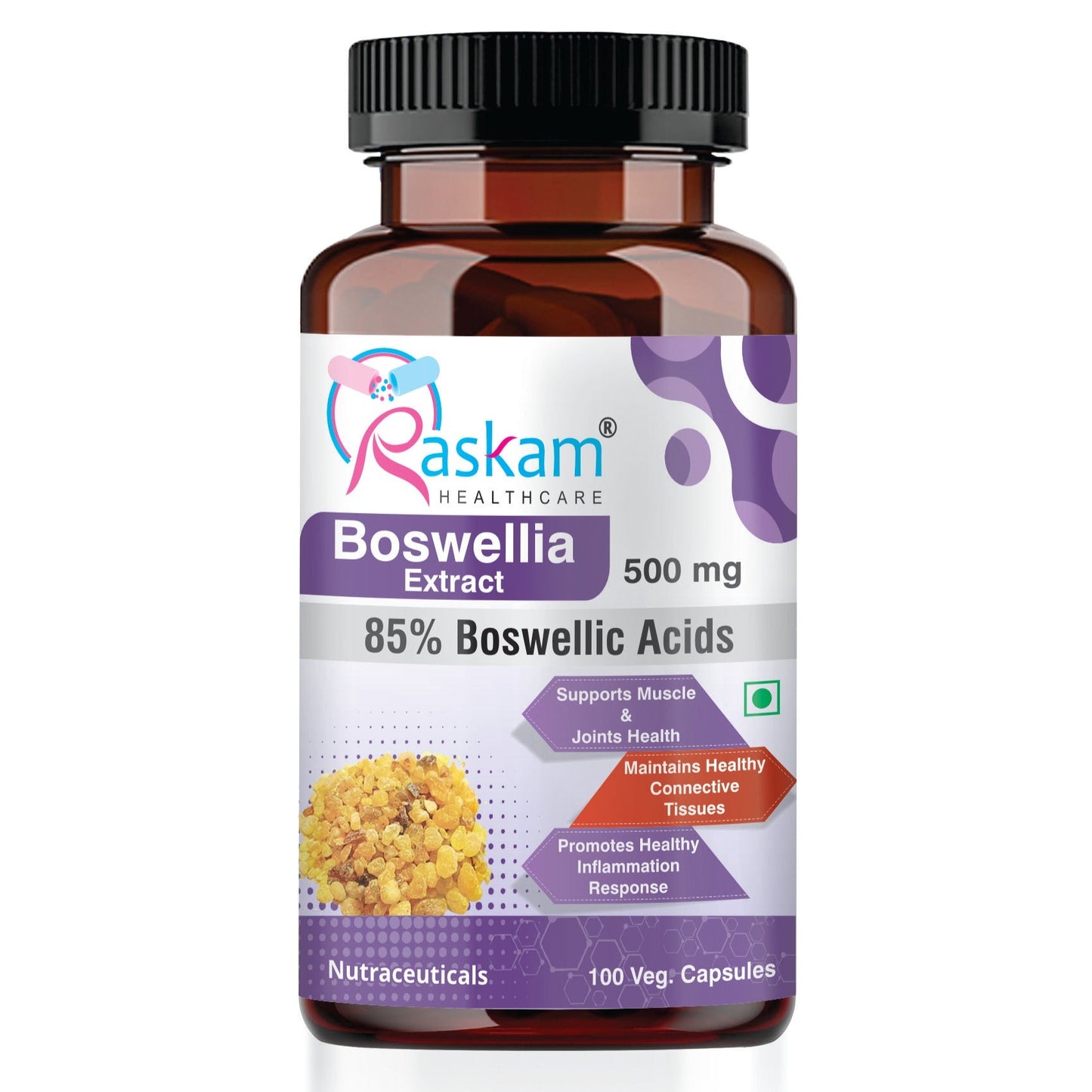 Raskam Boswellia Serrata Extract- 100 Veg Capsules - High Potency Joint Support